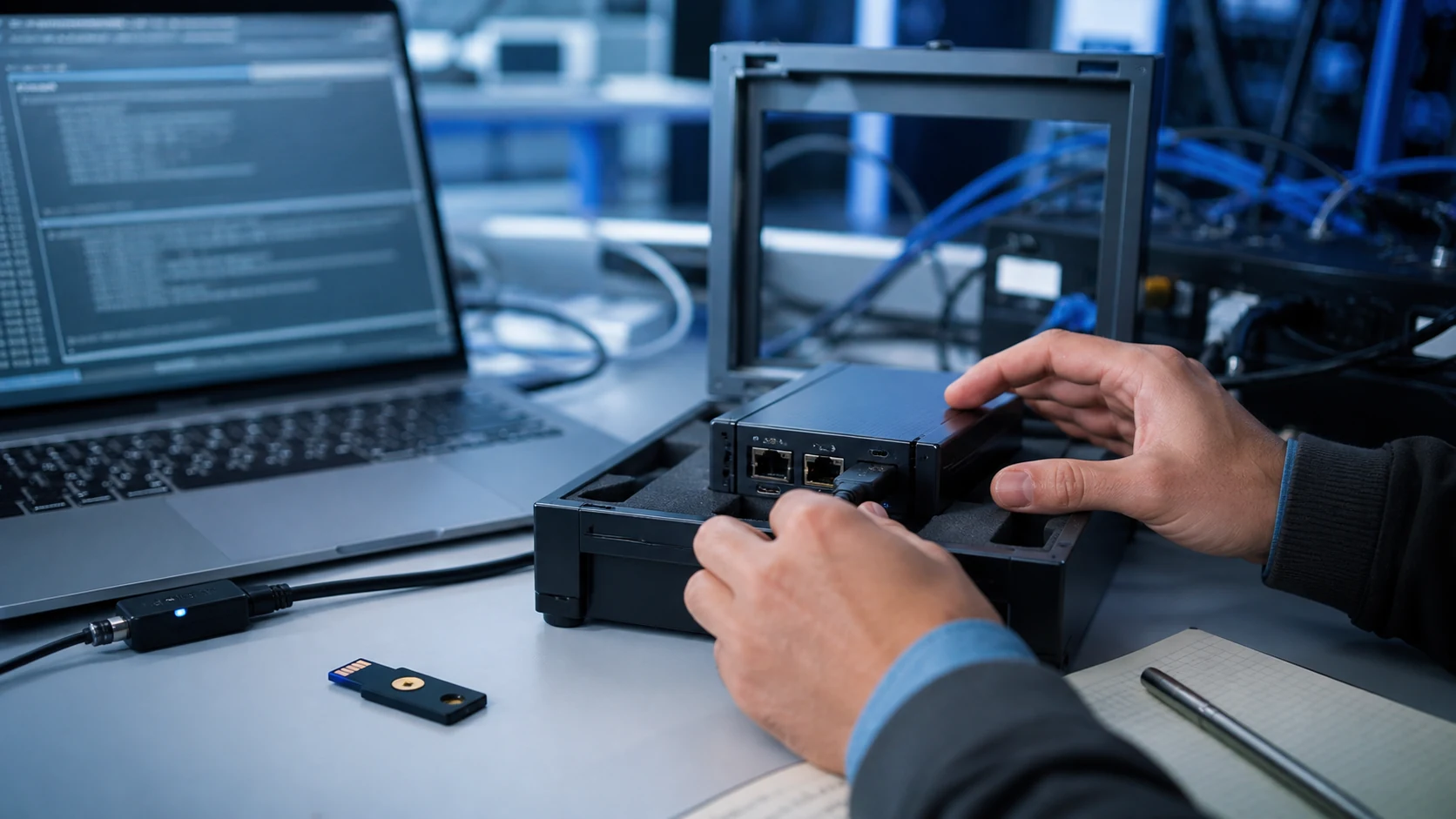 AI agent sandboxes secure testing workflow photo with isolated hardware